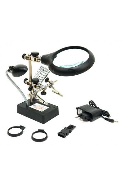 HBM Machines ﻿LAMPA LED DE LUCRU CU LUPA SI BRATE METALICE AJUTATOARE PT LIPIT