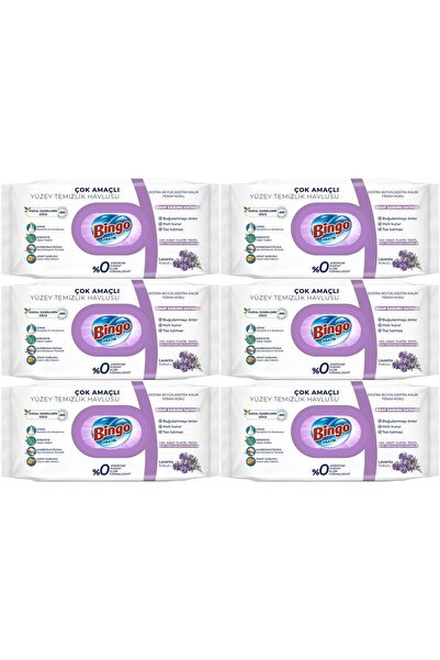 Bingo Pratik Yüzey Temizlik Havlusu Arap Sabunu Katkılı Lavanta 96lı x6 Adet