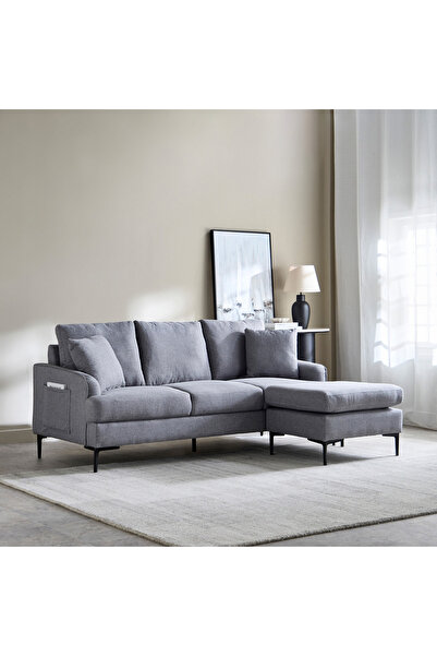 Home Box أريكة زاوية من القماش قابلة للعكس من Prime NXT بثلاثة مقاعد مع وسادت...