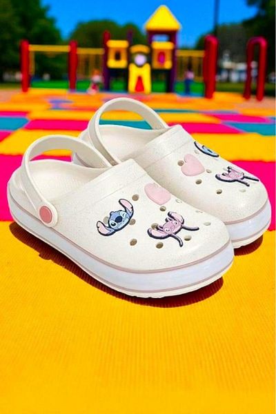 MARKABONİ Girl's Lilo Stich Printed Lighted Non-Slip Sole Pool Beach Slippers & Sandals