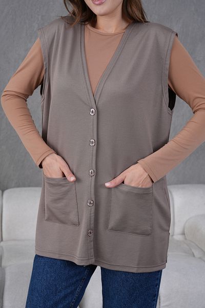 Lamierra Women's Mother Thin Combed Cotton Seasonal Mink Vest