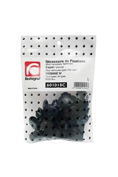 RESTAGRAF Set clipsuri auto pentru montaj capotă RESTAGRAF, model 601018C, din plastic negru, compatibile cu
