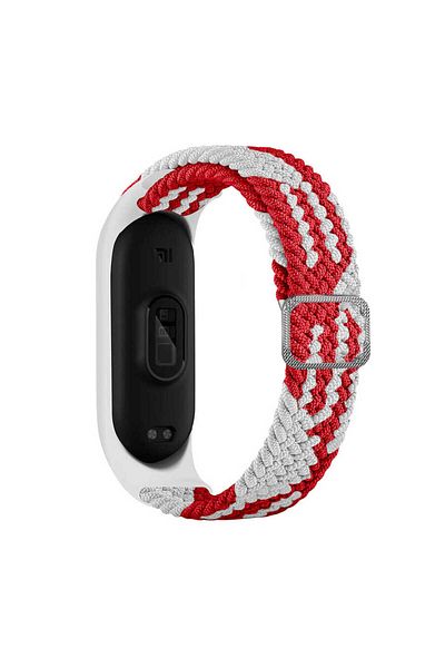 noktaks Xiaomi Mi Band 3 Compatible - Lanyard Braid Lanyard - Krd-49 - Red-White - T18934