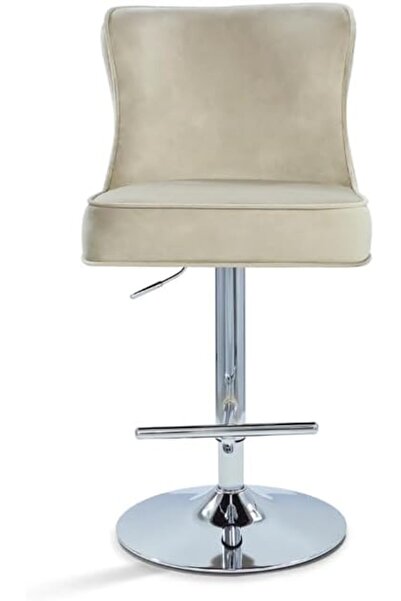 Vanity Living Adjustable Swivel Bar Stool with Padded Seat - Taupe