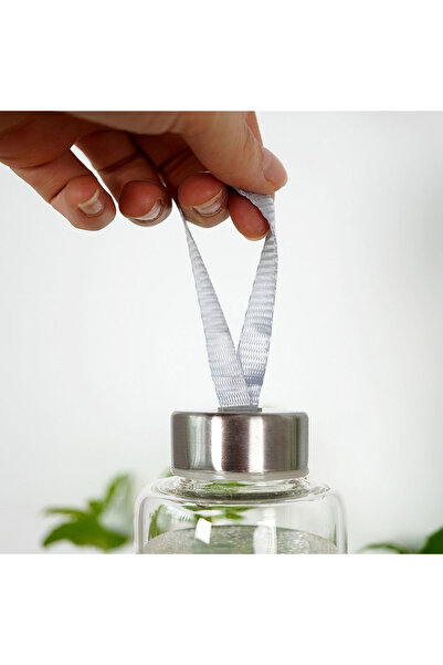 shumee Glass water bottle with lid, black, 490 ml