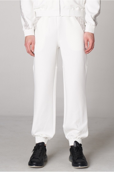 SPORTEMPT Ανδρικό παντελόνι Jogger Monogram ριγέ - Λευκό