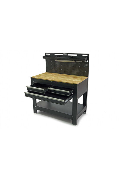 HBM Machines BANC DE LUCRU METALIC PROFESIONAL 3 SERTARE, BLAT LEMN MASIV, PANOU ILUMINAT LED, PRIZE 230V, PORT …