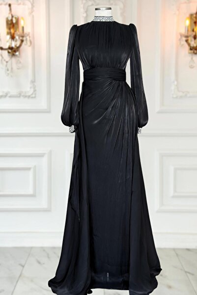 Amine Hüma Gözde Tesettür Abiye Siyah