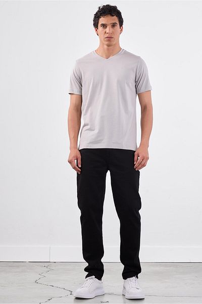 Dufy Gray Plain Men's T-Shirt - Slim Fit