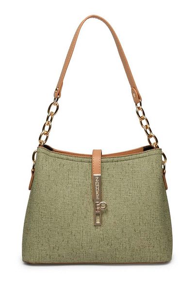Zühre Khaki Bag with Chain Strap Detail Z0512