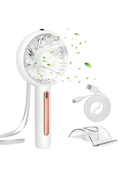 PADOM Handheld Fan, Portable Mini Fan Rechargeable with 4 Speeds, Hand Held USB Desk Fan with Cellph