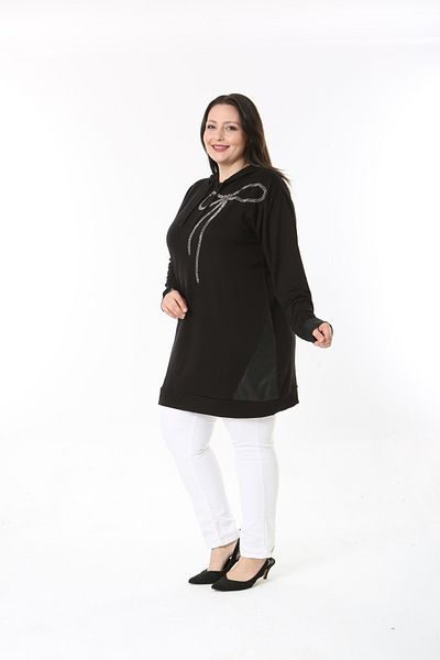 XL Modam Women's Plus Size Hooded Stone Printed Tunic