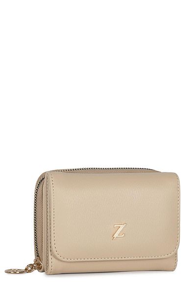 Zühre Snap Closure Compartmentalized Black Beige Wallet Zc028
