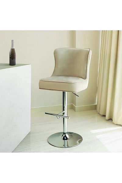 Vanity Living Adjustable Swivel Bar Stool with Padded Seat - Taupe