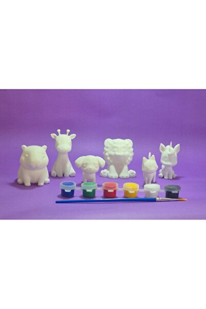eoshop Eğitici Boyama Seti 6 Parça Hayvan Figürü
