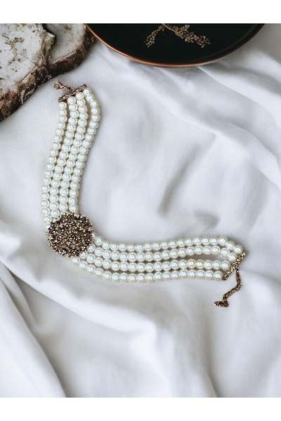 FAYRA ACCESSORIES Gül Figürlü İnci Kolye