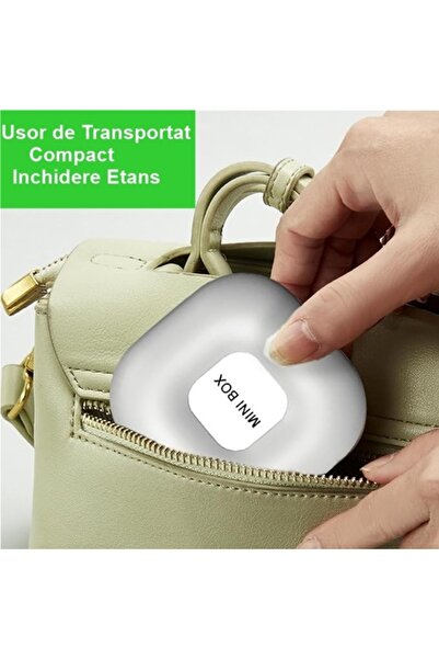 GABIANO Medicine Storage Box, 4 Compartments, Airtight Closure, Portable, Square, White/Grey, PP, 7.6x2.9x7.