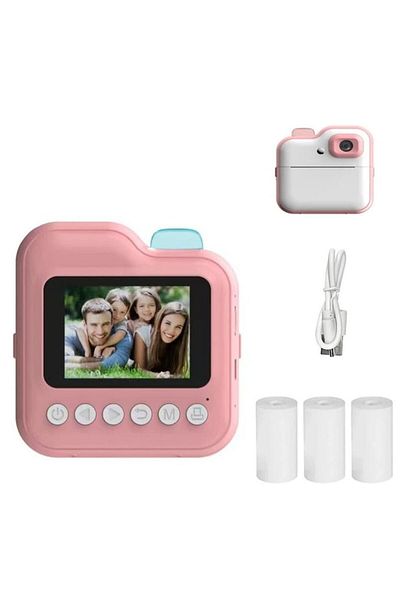 Aurov Camera instantanee pentru copii, Aurov®, Rezolutie 24Mpx 1080P, Display LCD Color 2.4 inch, 3 role