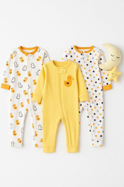 İZYALİF BABY Baby Boy 3-Piece Sleep Casual Jumpsuit Without Booties Cotton