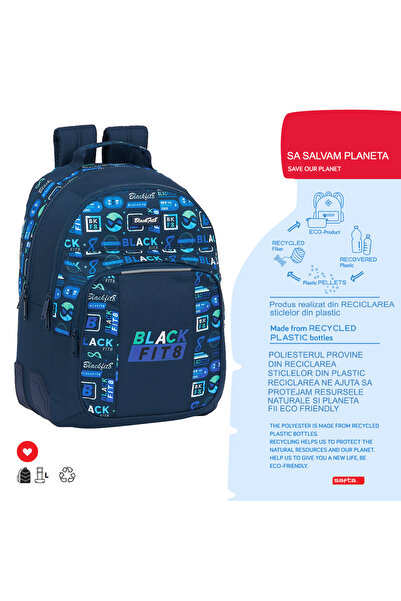 safta Ghiozdan scoala dublu BlackFit8 logos 42 cm