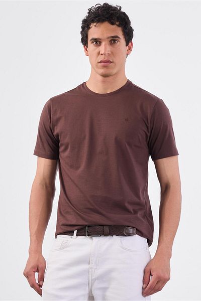 Dufy Coffee Plain Men's T-Shirt - Slim Fit