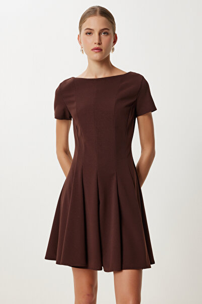 Lovelyİstanbul Μίνι υφαντό φόρεμα Flared LDK0010 ΚΑΦΕ