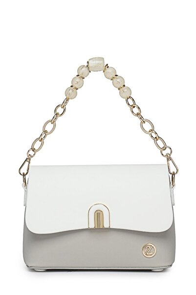 Zühre White Hand and Shoulder Bag with Bead Detail Z0038