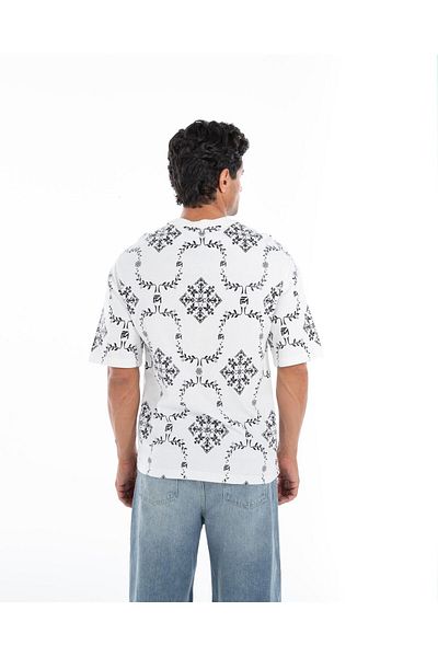 Flashmobnation Printed White and Black Reflactive T-shirt