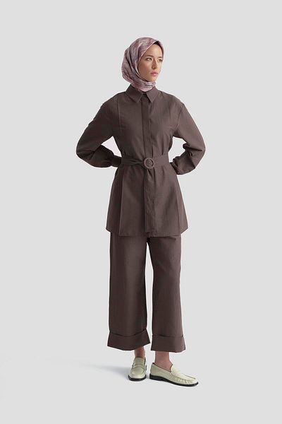 Armine Pleated Trousers Suit 25K6101 Cocoa