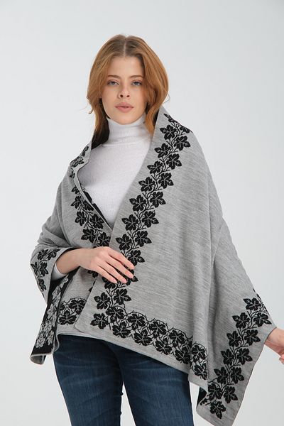 T Crazy T-Crazy Knitwear Ivy Pattern Winter Knitwear Shawl, Double Layer and Double Sided Knitwear Knitted Shawl