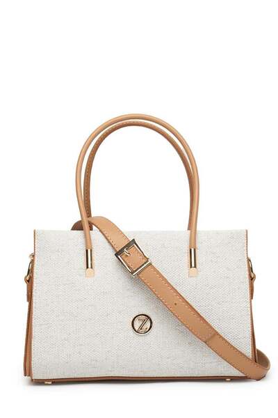Zühre Cream Hand and Shoulder Bag with Buckle Detail Z0027