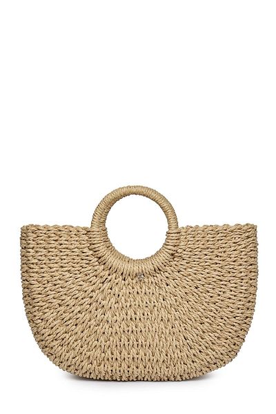 Zühre Round Handle Camel Straw Bag Z0044