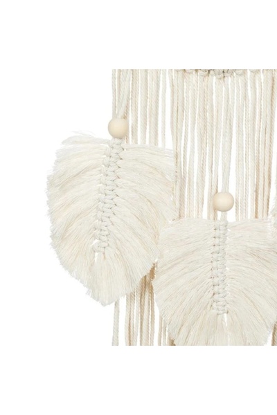 divendi-ro Wall decoration, round, with fringes and leaves, diameter 25x100cm, beige