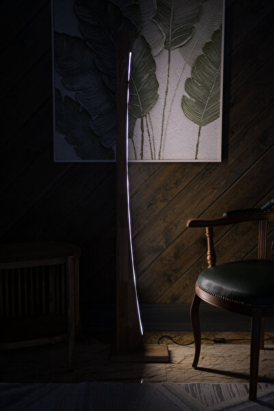 woodbaba Defne Rustik Modern Köşe Aydınlatma 150 cm | Koyu Ceviz Masif Ahşap Lambader