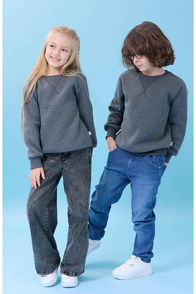 Perendi Unisex Basic Crew Neck Hooded Χειμερινό φούτερ - Anthracite