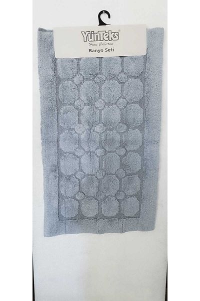 YÜNTEKS Cotton Tufting 2-Piece Toilet Seat Set, Bathroom Set, Bathroom Mat Set, Water Absorbent, Honeycomb Pattern
