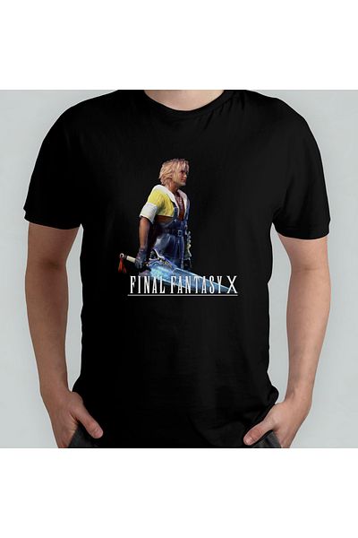 Pixxa Final Fantasy X / 10 100% Cotton Crew Neck T-Shirt Model 1