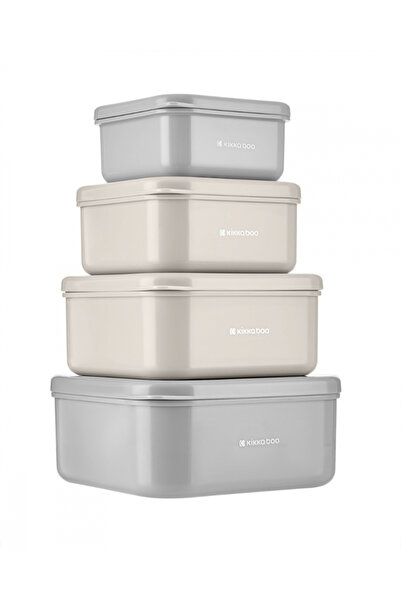Kikka Boo Set 4 cutii pentru pranz KikkaBoo Kitty Cat Grey