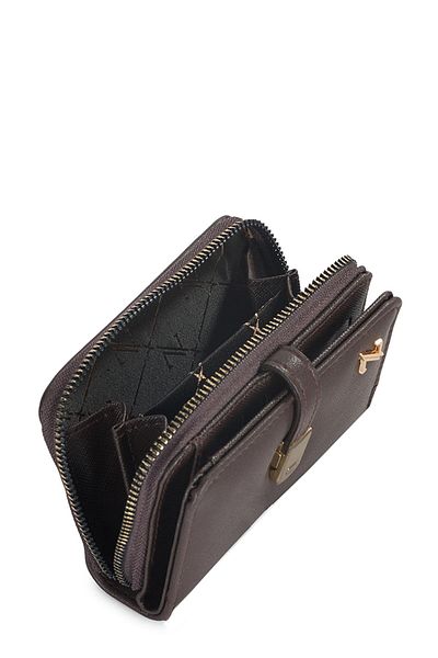 Zühre Zippered Coffee Mini Wallet Zc025