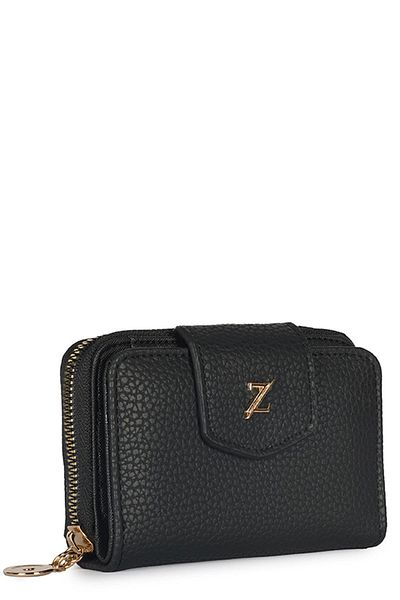 Zühre Zippered Black Mini Wallet Zc023