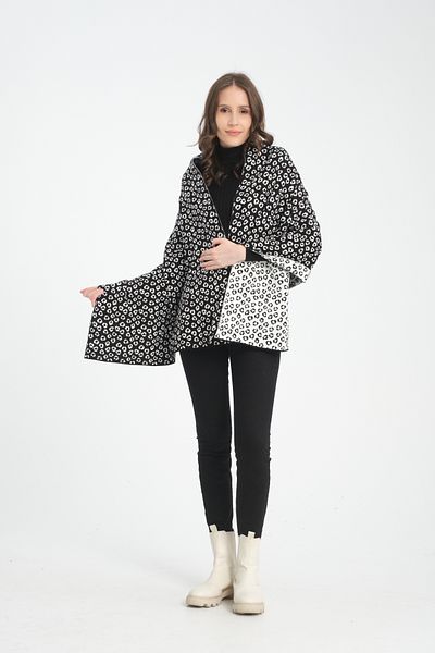 T Crazy T-Crazy Knitwear Leopard Print Winter Knitwear Shawl, Double Layer and Double Sided Knitwear Knitted Shoulder Shawl