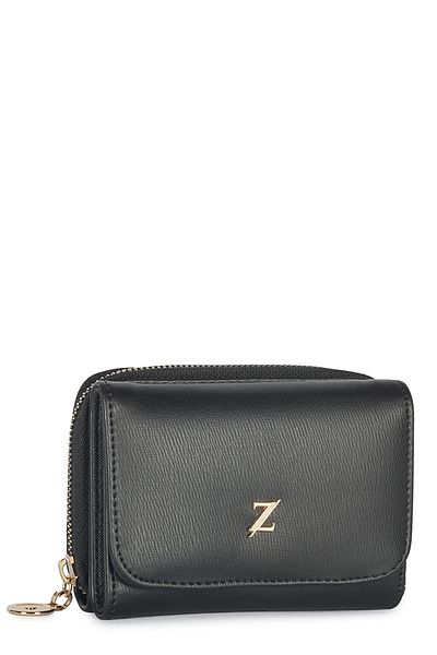 Zühre Black Wallet with Snap Closure Compartment Zc028