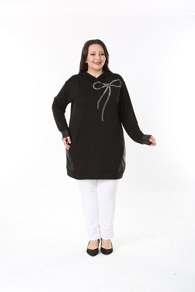 XL Modam Women's Plus Size Hooded Stone Printed Tunic