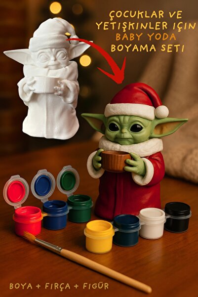 hatish Baby Yoda Figür Boyama Seti – 3D Baskı, Fırça ve Boyalar Dahil, Çocuk ve Yetişkinler İçin Hobi Seti
