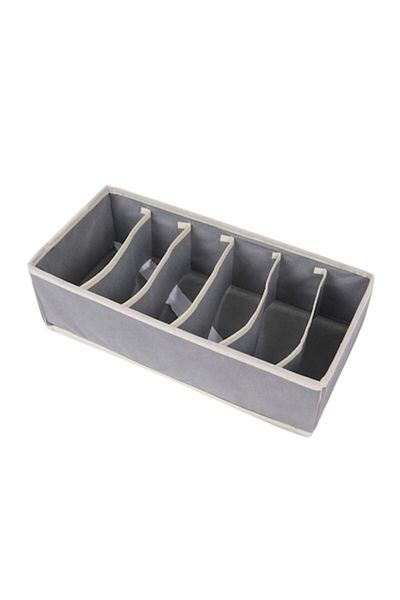 GABIANO Storage Box for Lingerie, Socks and Bras, Textile Material, 6 Compartments, 32 x 16 x 10 cm, Grey