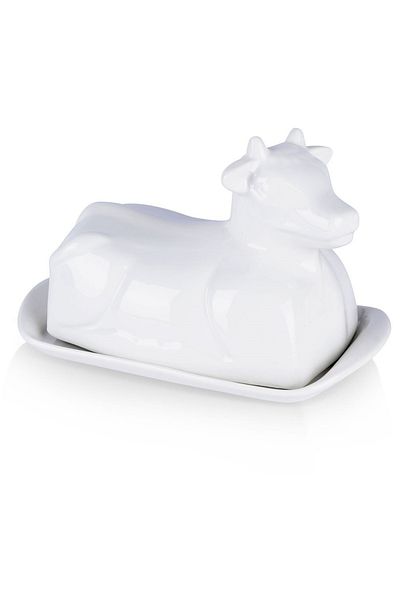shumee Porcelain butter dish in the shape of a white cow