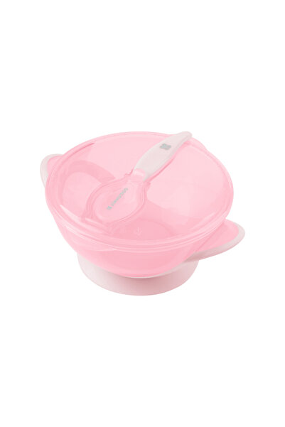 Kikka Boo Set castronel cu ventuza capac si lingurita KikkaBoo Feedy Pink