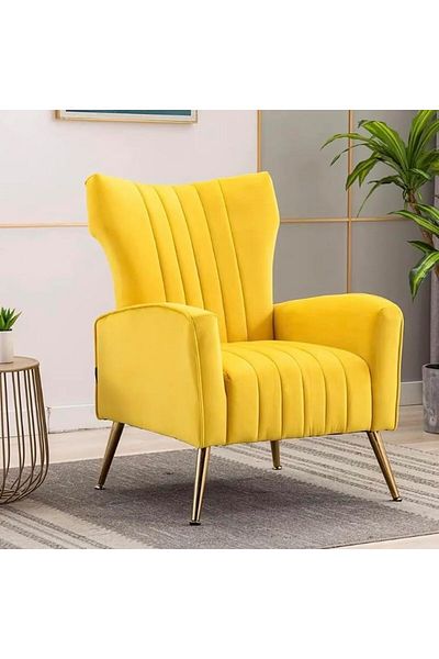 MAPLE HOME DECORATION Living Room Arm Chair (Yellow)