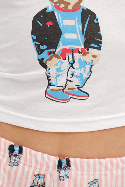 Addax Ayıcık Baskılı Şortlu Pijama Takımı Ş122-C4