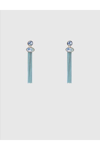 İLVİ Arnleif Gold Color Turquoise Chain Women's Earrings